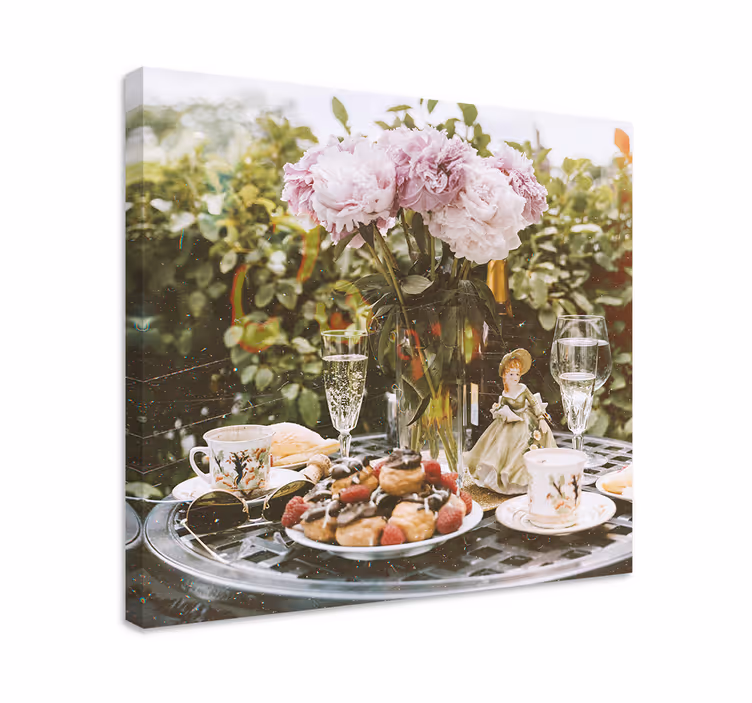 Cuadro de flores configuración de té por la tarde - TenVinilo