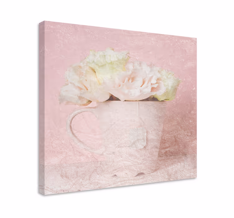 Cuadro vintage Rosas estilo "shabby chic" en una maceta - TenVinilo
