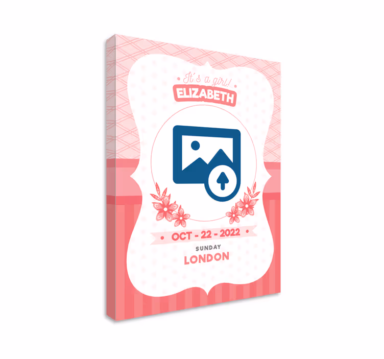 Cuadro para bebés anuncio rosa personalizado - TenVinilo