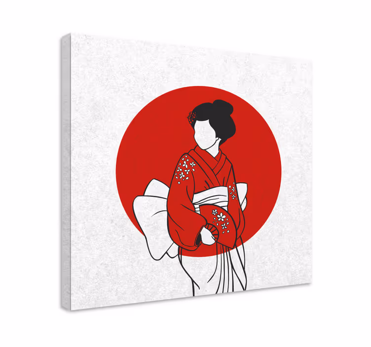 Cuadro para oficina Mujer asiática minimalista - TenVinilo