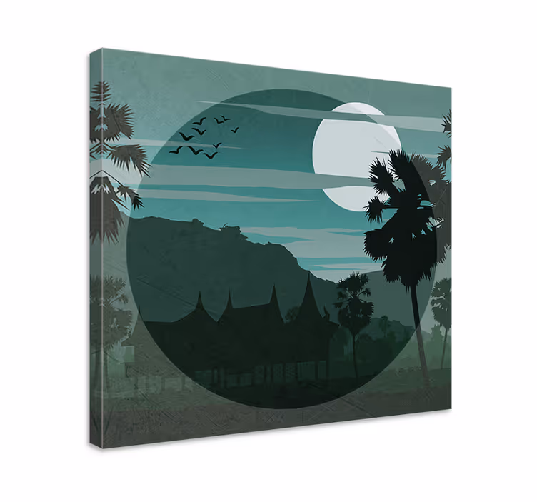Cuadro paisajes vista serena a la luz de la luna - TenVinilo