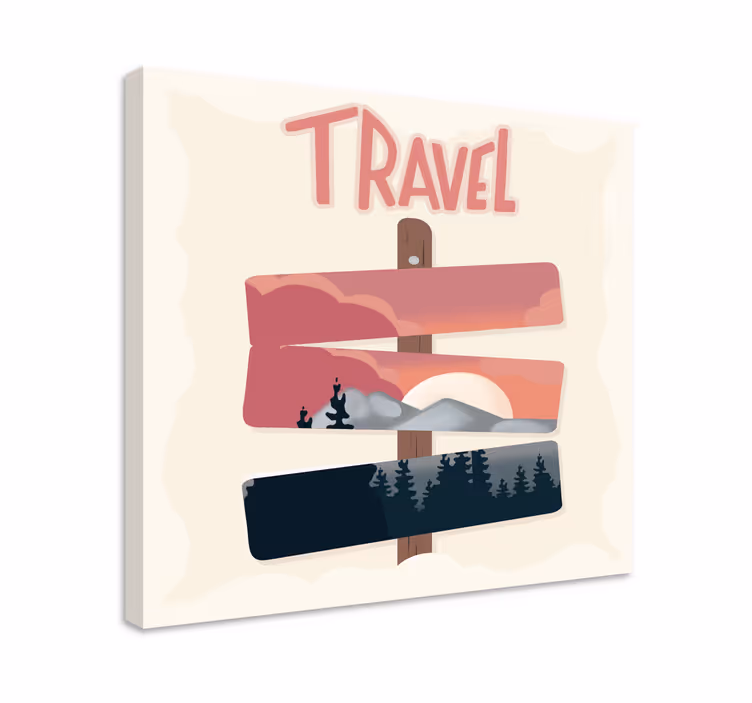 Cuadro en arte Señales de tráfico viajando ilustración - TenVinilo
