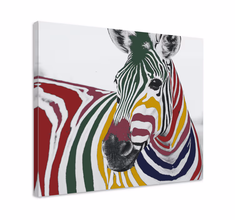 Cuadro moderno Arte colorido de la pintura de la cebra - TenVinilo