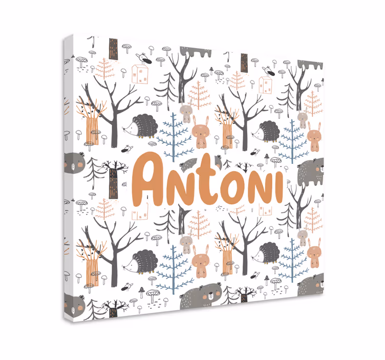 Cuadro para bebés bosque de animales lindos - TenVinilo