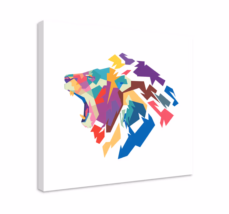 Cuadro animales Animales geométricos lindo león - TenVinilo
