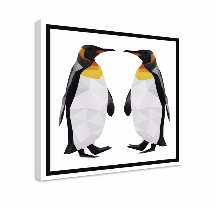 Cuadro 3d pingüinos geométricos - TenVinilo