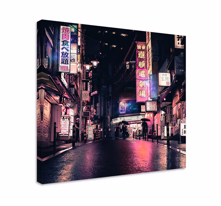 Cuadro ciudades calles de neón - TenVinilo