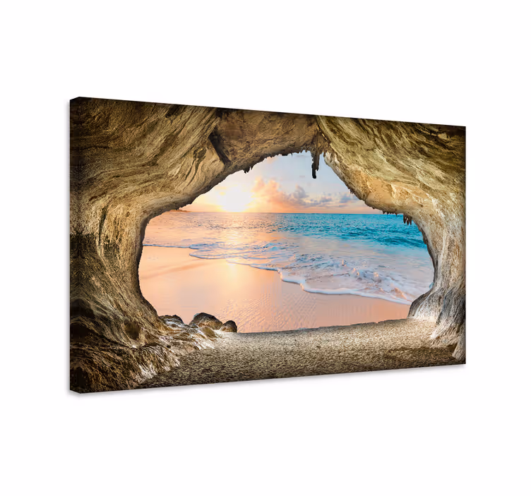 Cuadro paisajes vista de playa de cueva - TenVinilo