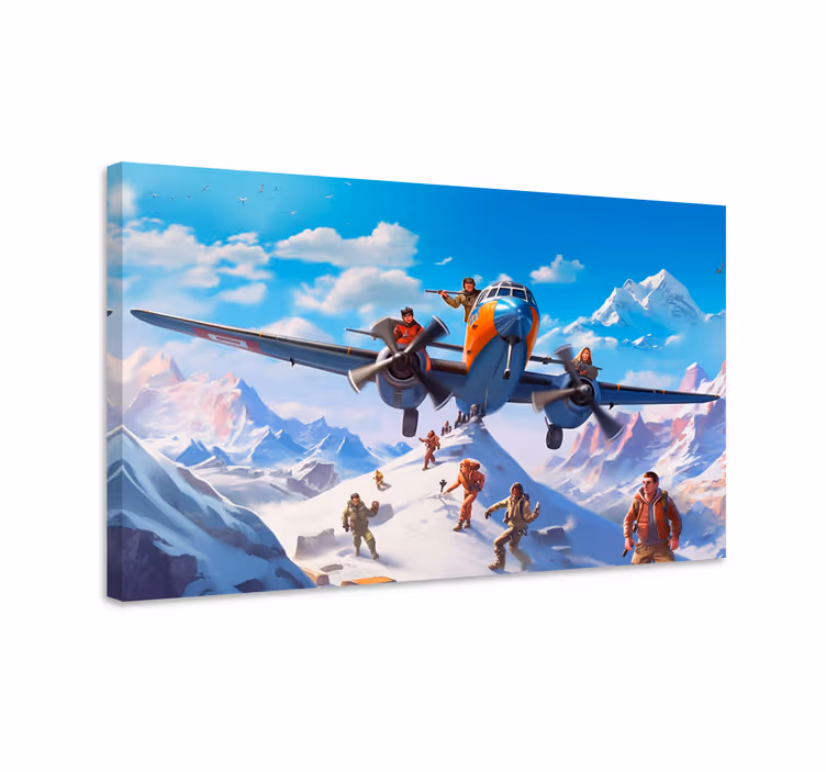 Cuadro decorativo videojuego personajes en un aviónPersonajes en  - TenVinilo