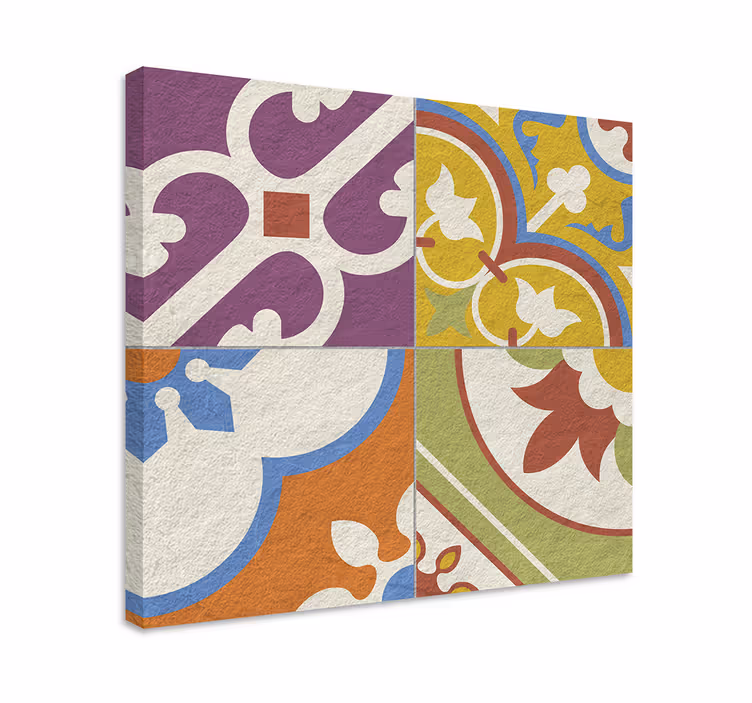 Cuadro retro vintage patrones de baldosas ornamentales - TenVinilo