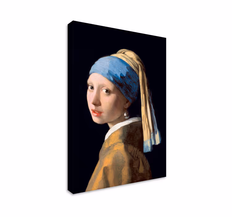 Cuadro artístico la pintura de la chica con un pendiente de perla - TenVinilo