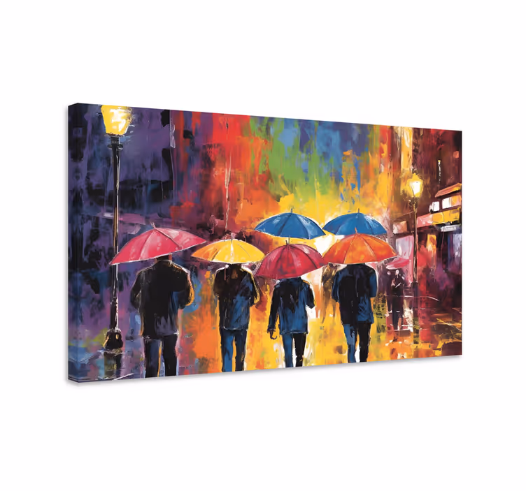 Cuadro con personas pintura de paraguas - TenVinilo