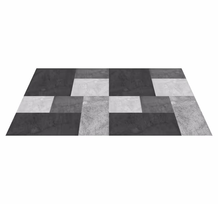Alfombra vinílica negra diseño de cuadrados modernos - TenVinilo