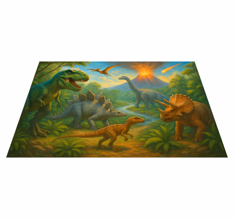 Alfombra vinílica de animales extinción de los dinosaurios - TenVinilo