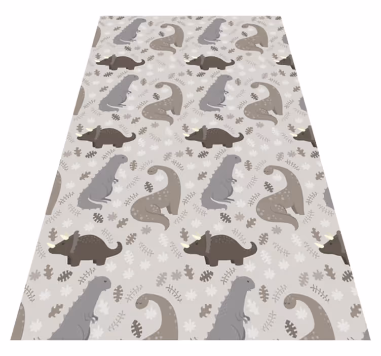 Alfombra vinílica de animales patrón gris de dinosaurios - TenVinilo