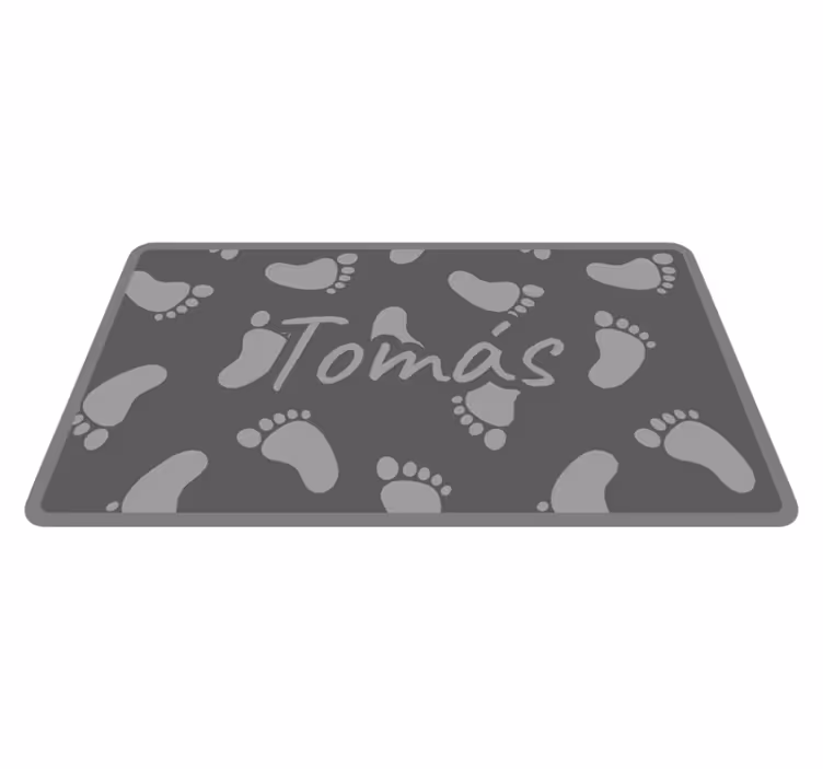 Alfombra vinílica personalizable diseño de huellas grises - TenVinilo