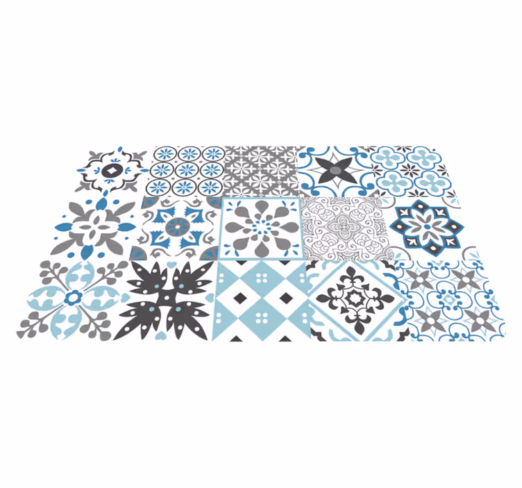 Alfombra vinílica cocina mosaico azul - TenVinilo