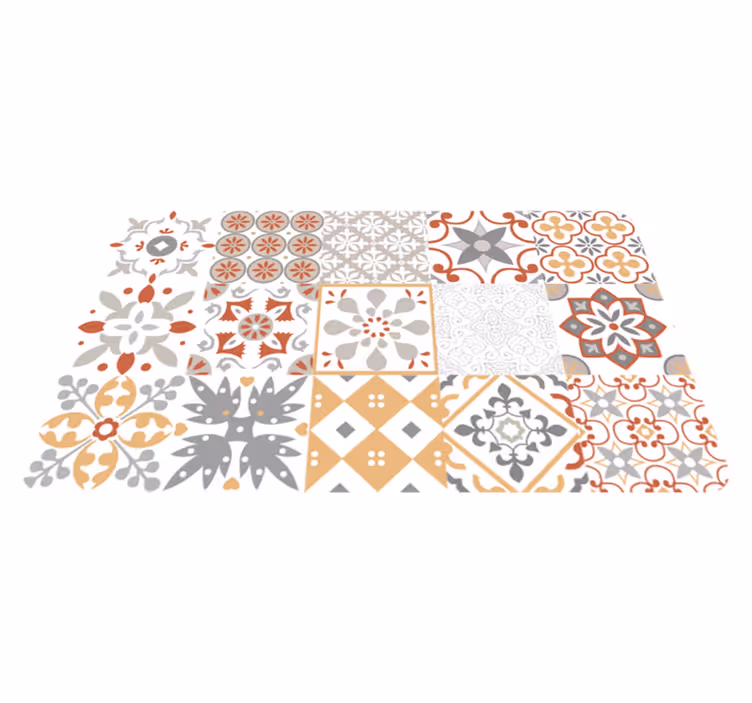 Alfombra vinílica cocina mosaico naranja - TenVinilo