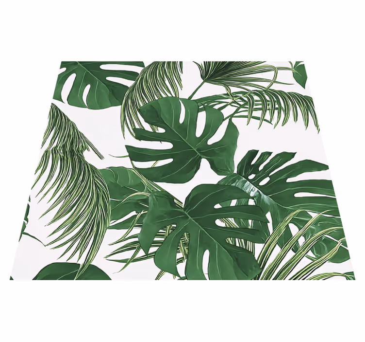 Alfombra vinílica exterior diseño de hojas tropicales - TenVinilo