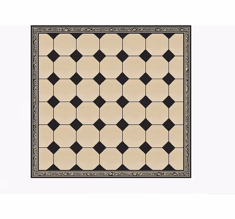 Alfombra vinílica cocina cuadros beige diamante - TenVinilo