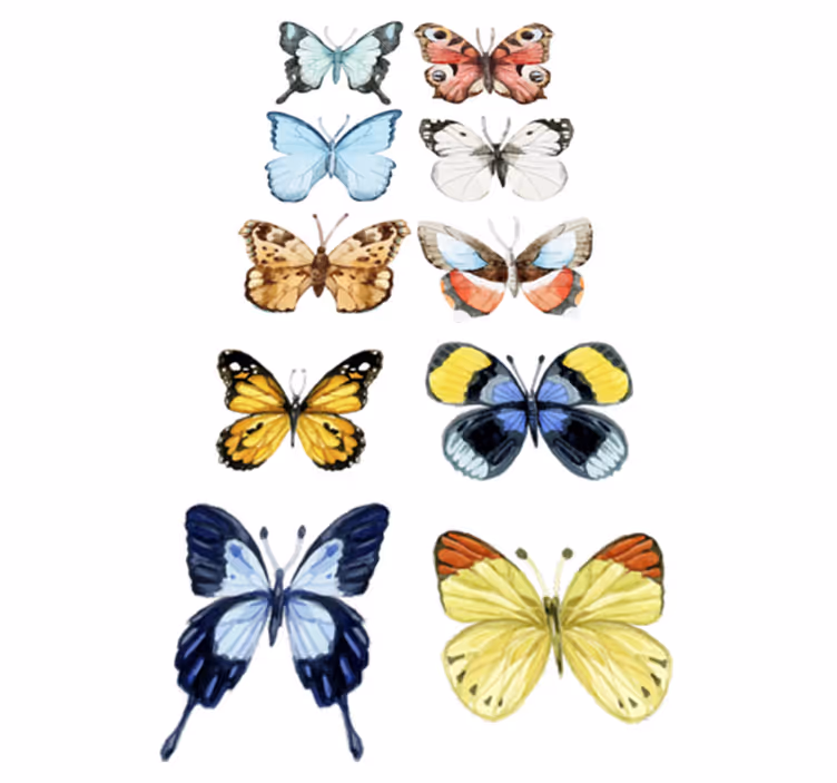 Alfombra vinílica de animales mariposas coloridas - TenVinilo