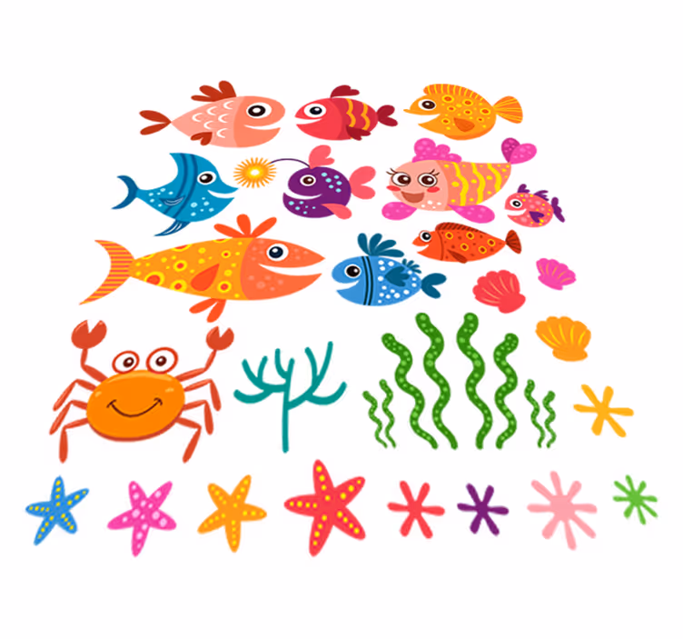 Alfombra vinílica de animales peces para niños - TenVinilo