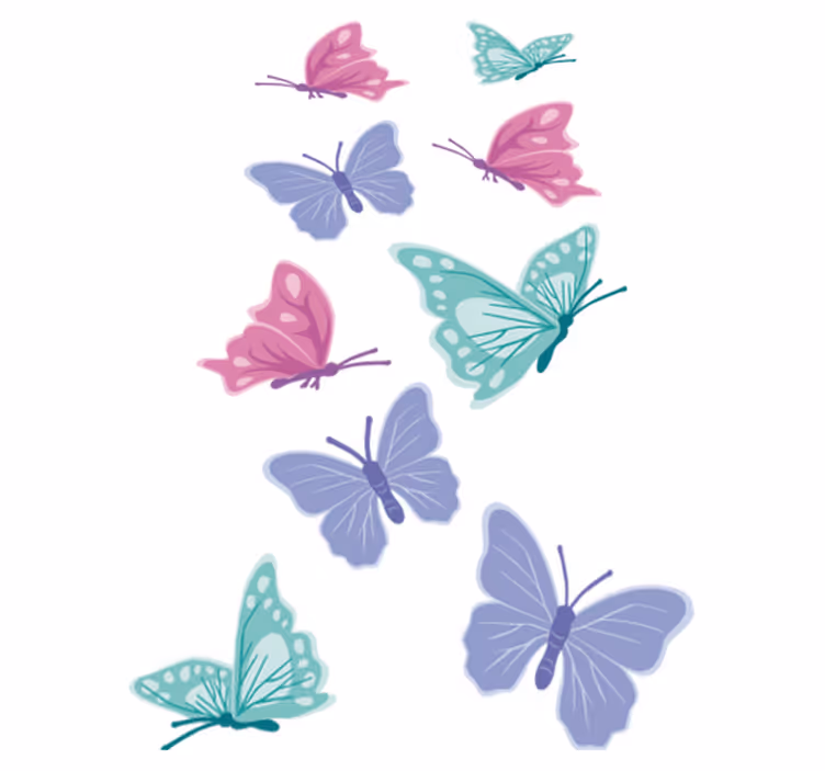 Alfombra vinílica de animales mariposas de color pastel - TenVinilo
