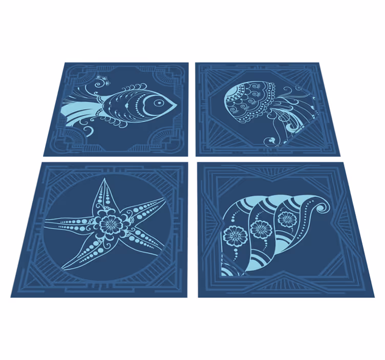 Alfombra vinílica de animales azulejos ornamentales - TenVinilo