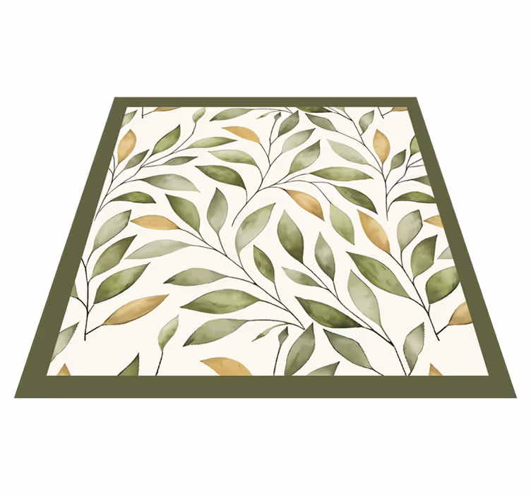 Alfombra vinílica cocina sendero de hojas acuareladas - TenVinilo