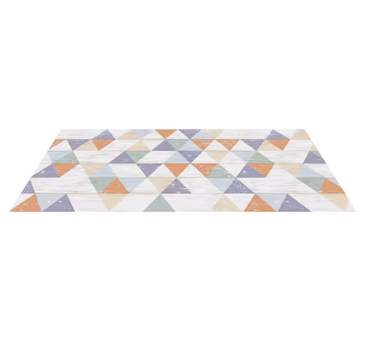Alfombra vinílica cocina triángulos de madera pastel - TenVinilo