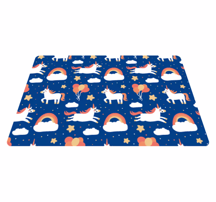 Alfombra vinílica de animales unicornios blancos niños - TenVinilo