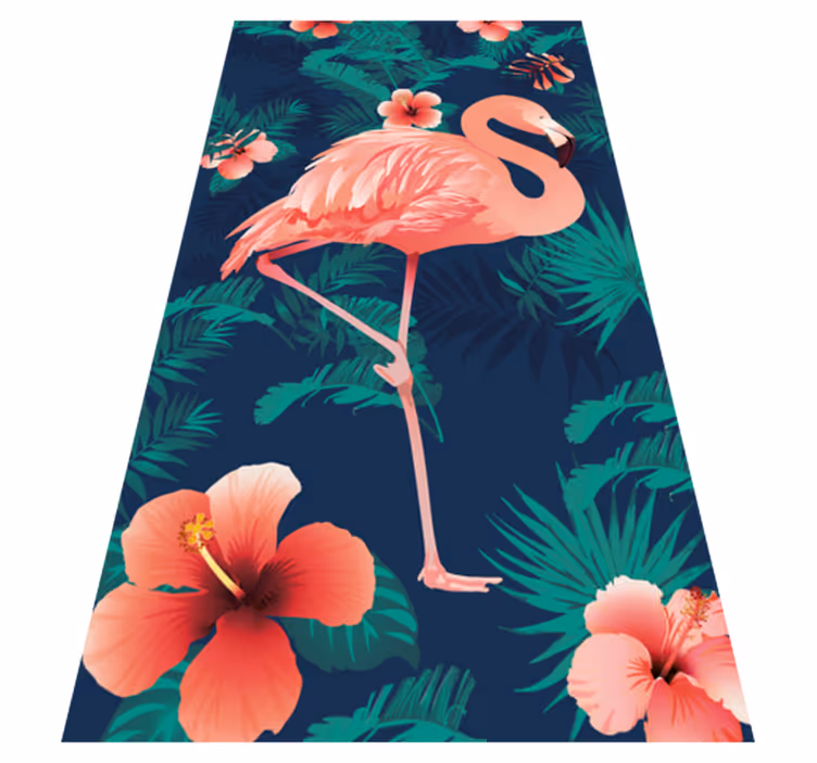 Alfombra vinílica de animales flamencos rosas tropicales - TenVinilo