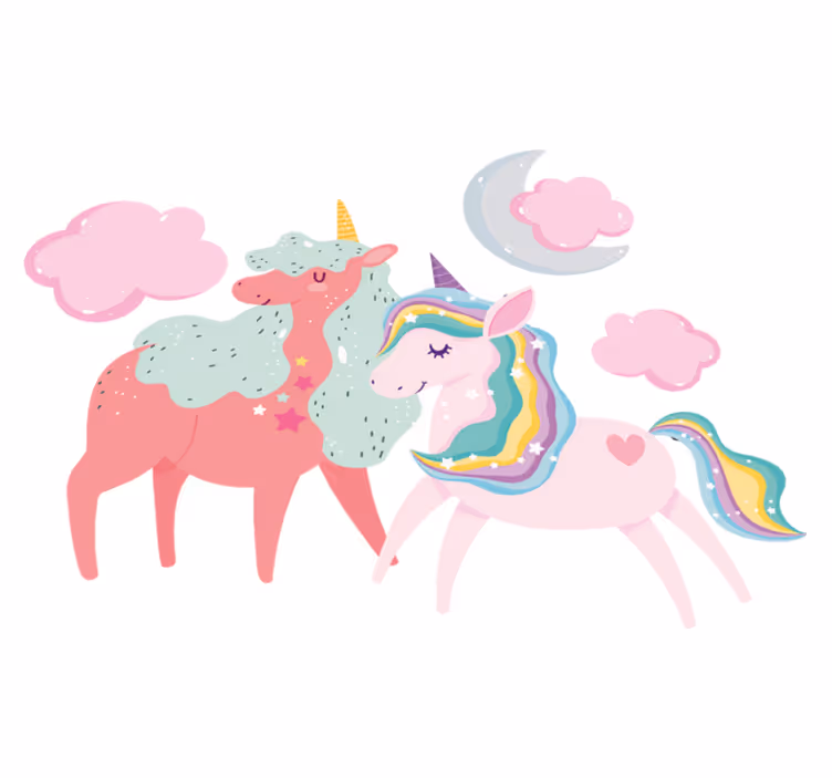 Alfombra vinílica de animales unicornio y yegua - TenVinilo