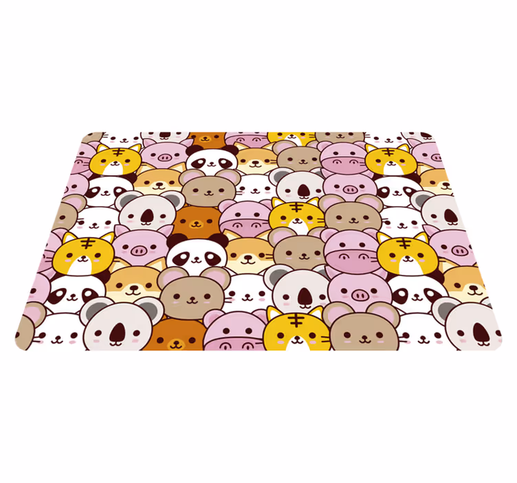 Alfombra vinílica de animales bebés adorables - TenVinilo