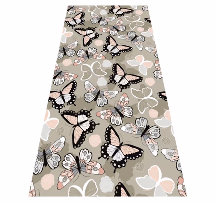 Alfombra vinílica de animales mariposas voladoras beige - TenVinilo