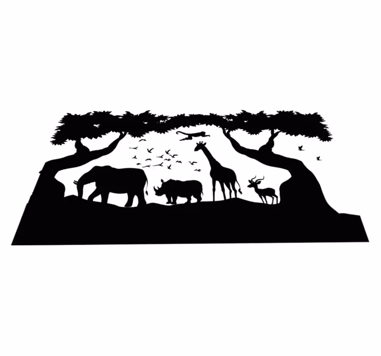 Alfombra vinílica de animales sabana en blanco y negro - TenVinilo