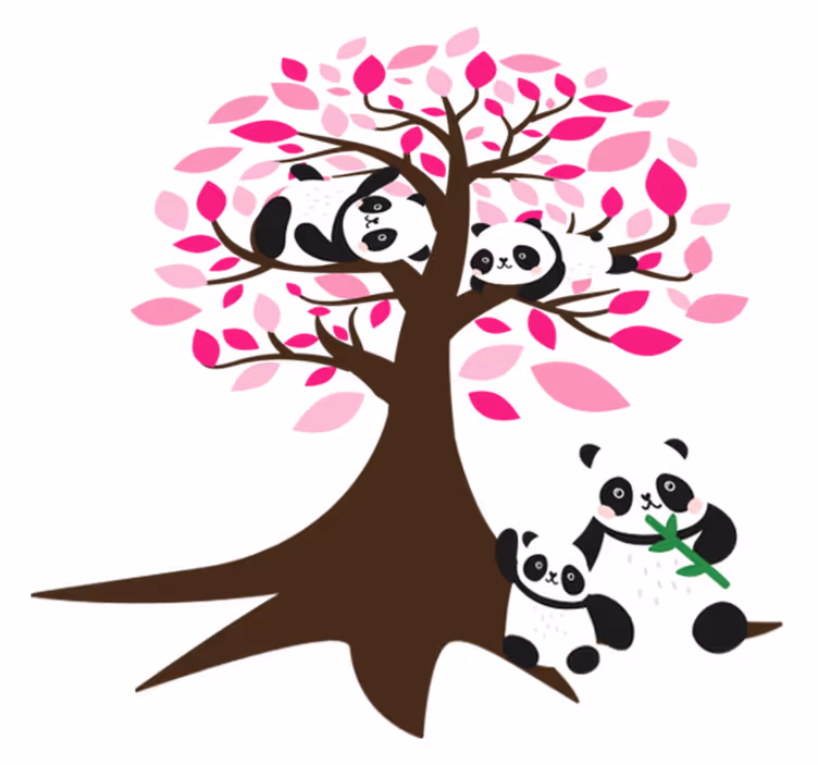 Alfombra vinílica de animales Árbol con pandas - TenVinilo
