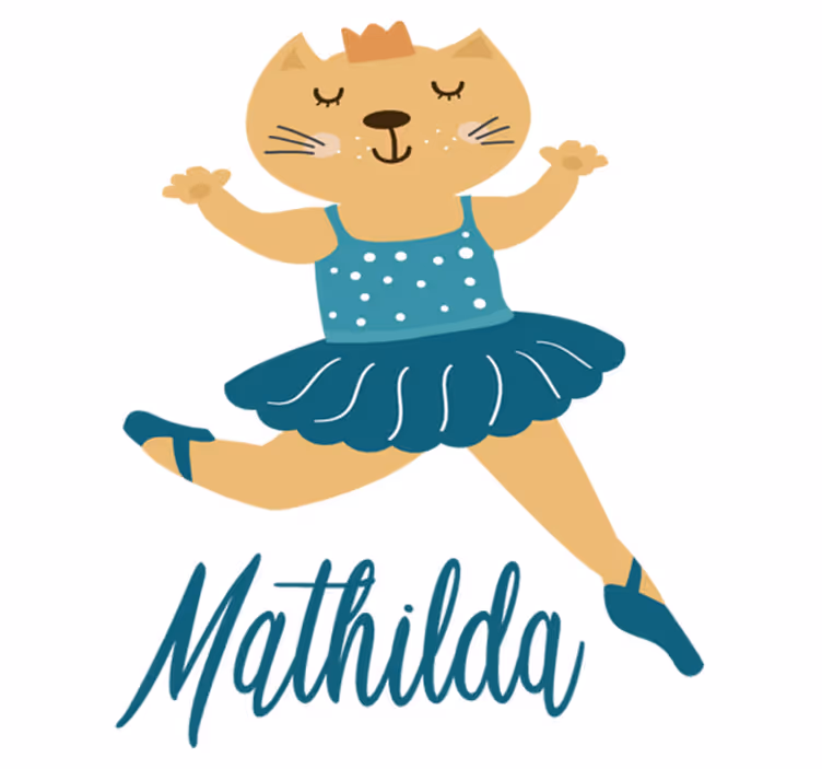 Alfombra vinílica de animales gatito bailarín con nombre - TenVinilo