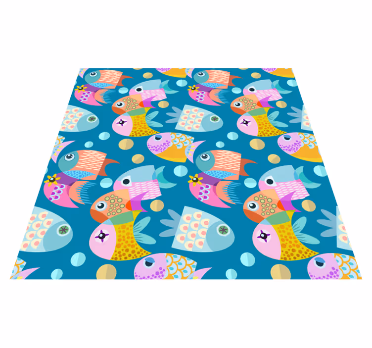Alfombra vinílica de animales pescados para niños - TenVinilo