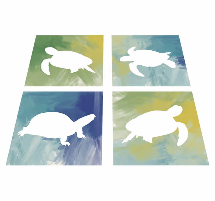 Alfombra vinílica de animales mosaico de tortugas coloridas - TenVinilo
