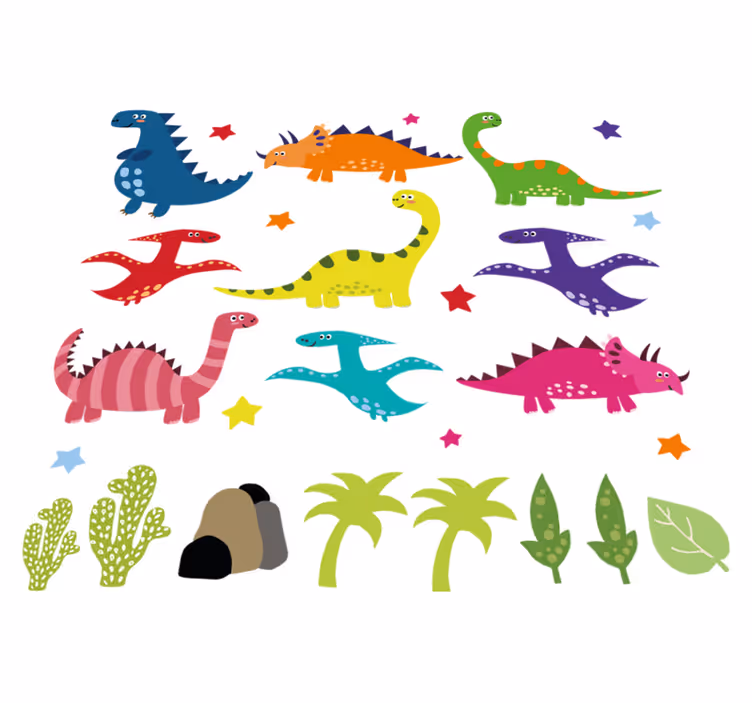Alfombra vinílica de animales set de dinosaurios nórdicos - TenVinilo