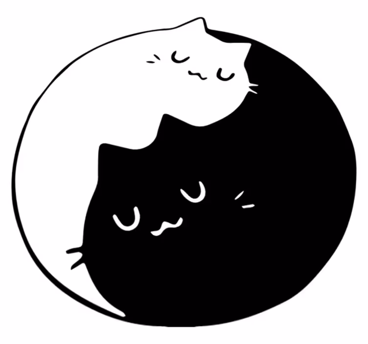 Alfombra vinílica de animales gatos yin yang - TenVinilo
