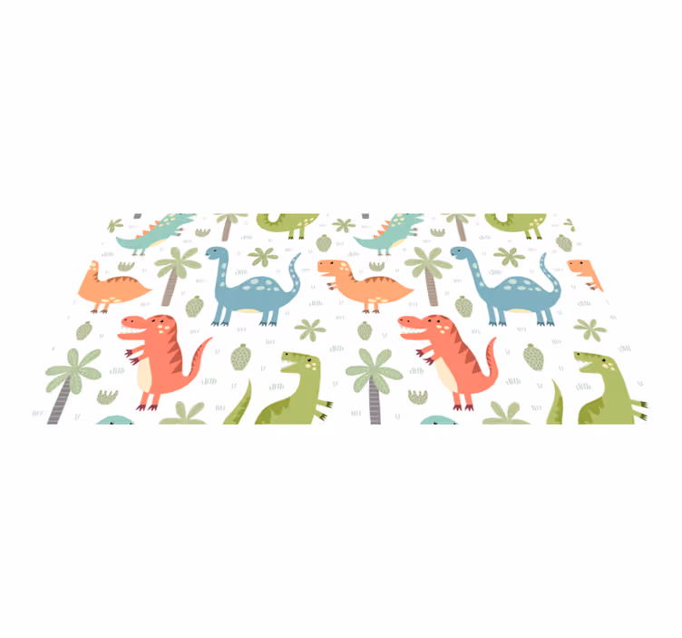 Alfombra vinílica de animales dinosaurio feliz - TenVinilo