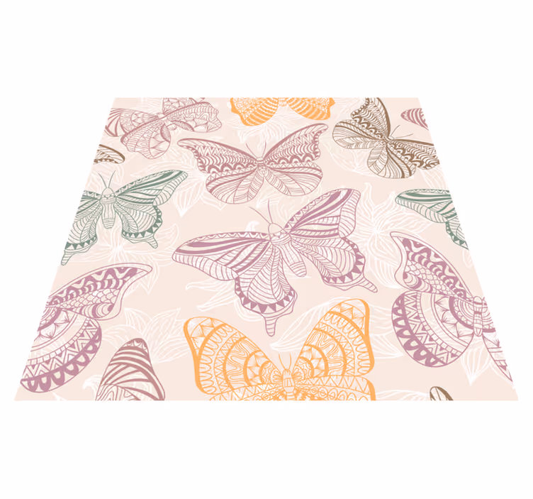Alfombra vinílica de animales mariposas de colores - TenVinilo