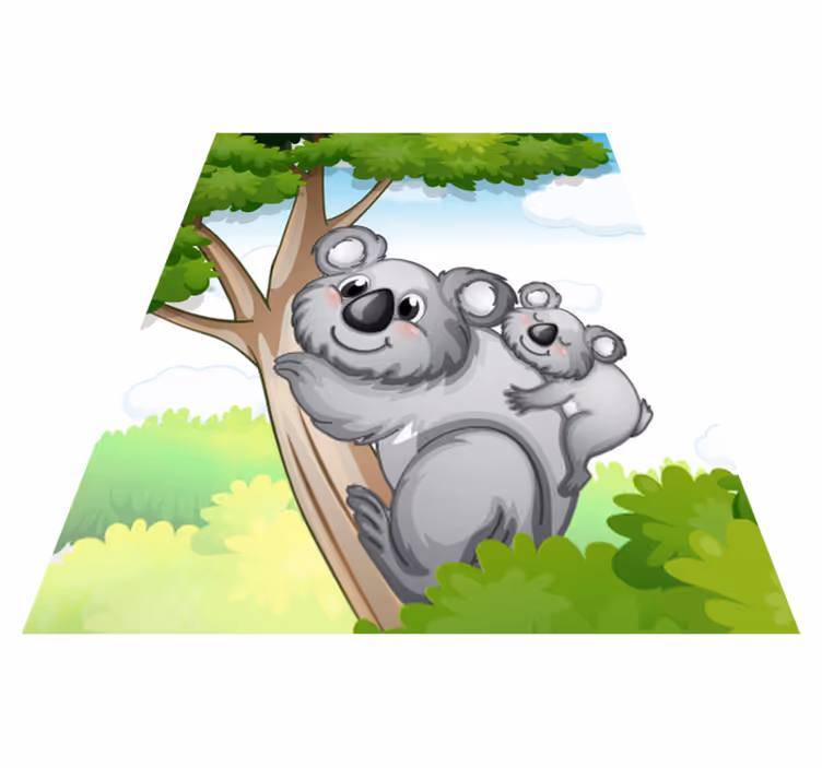 Alfombra vinílica de animales koala madre e hijo - TenVinilo