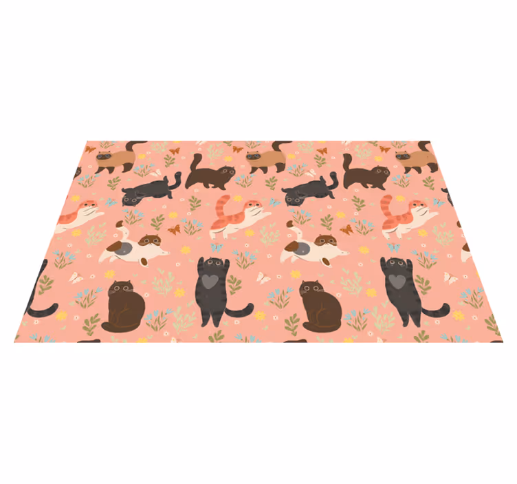 Alfombra vinílica de animales patrón de gatos - TenVinilo