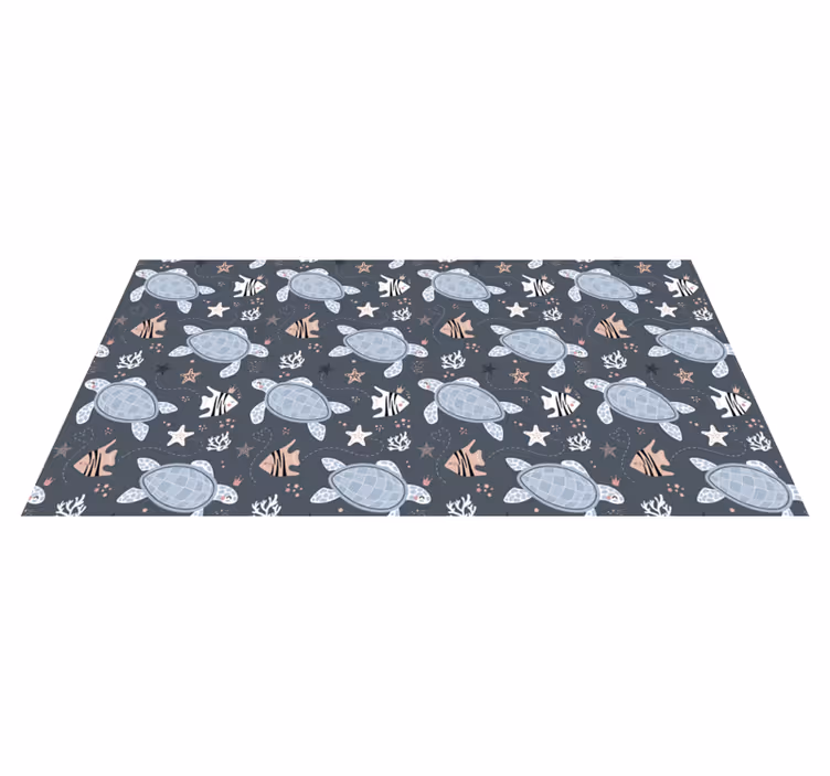 Alfombra vinílica de animales tortugas y peces marinos - TenVinilo