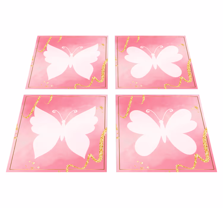 Alfombra vinílica de animales mariposas rosas - TenVinilo