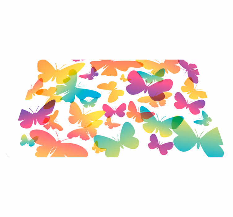 Alfombra vinílica de animales mariposas en degradado - TenVinilo
