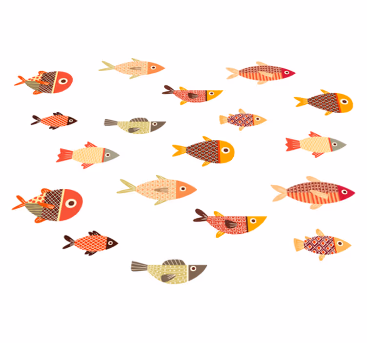 Alfombra vinílica de animales peces de colores redondos - TenVinilo